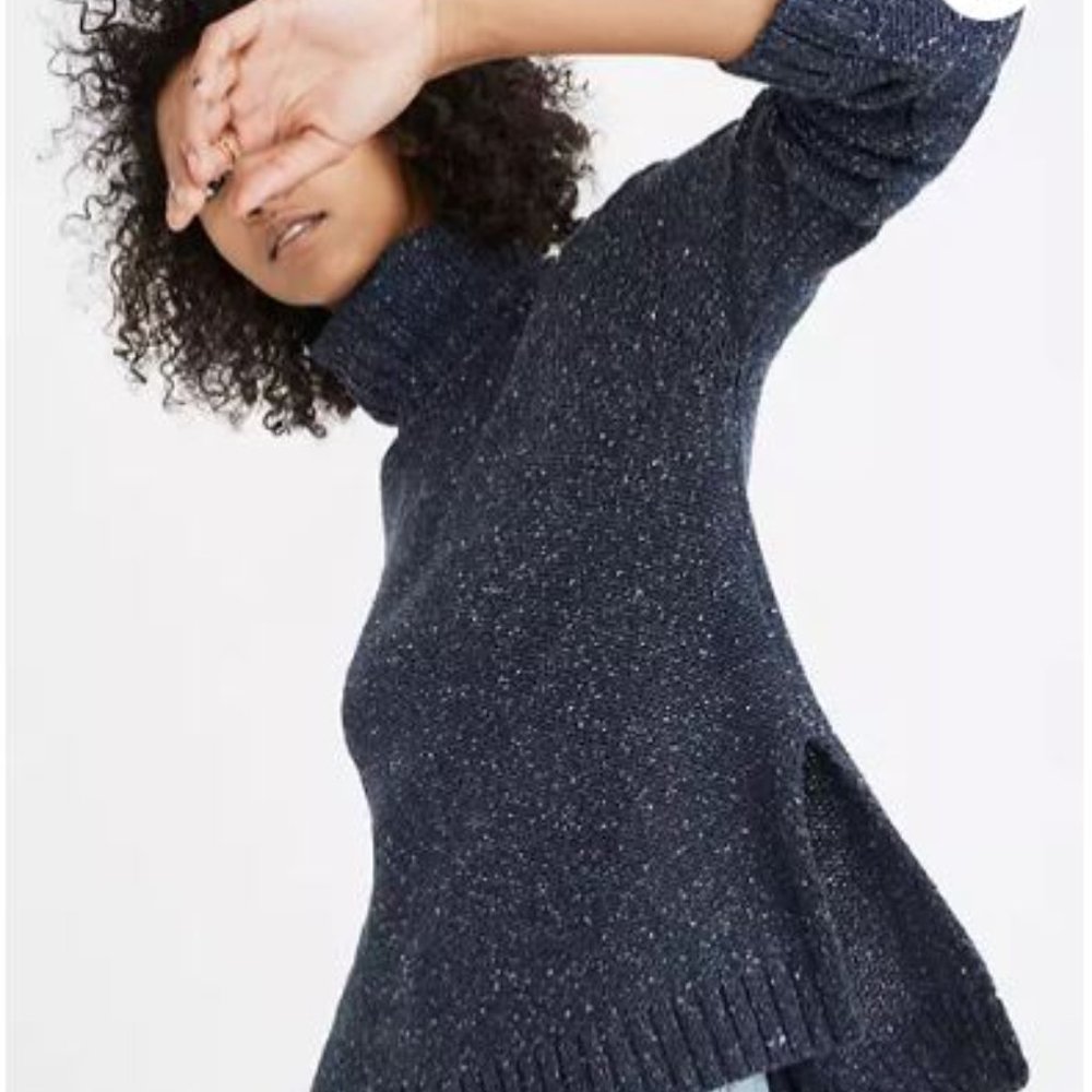 Madewell blue marble turtleneck sweater
